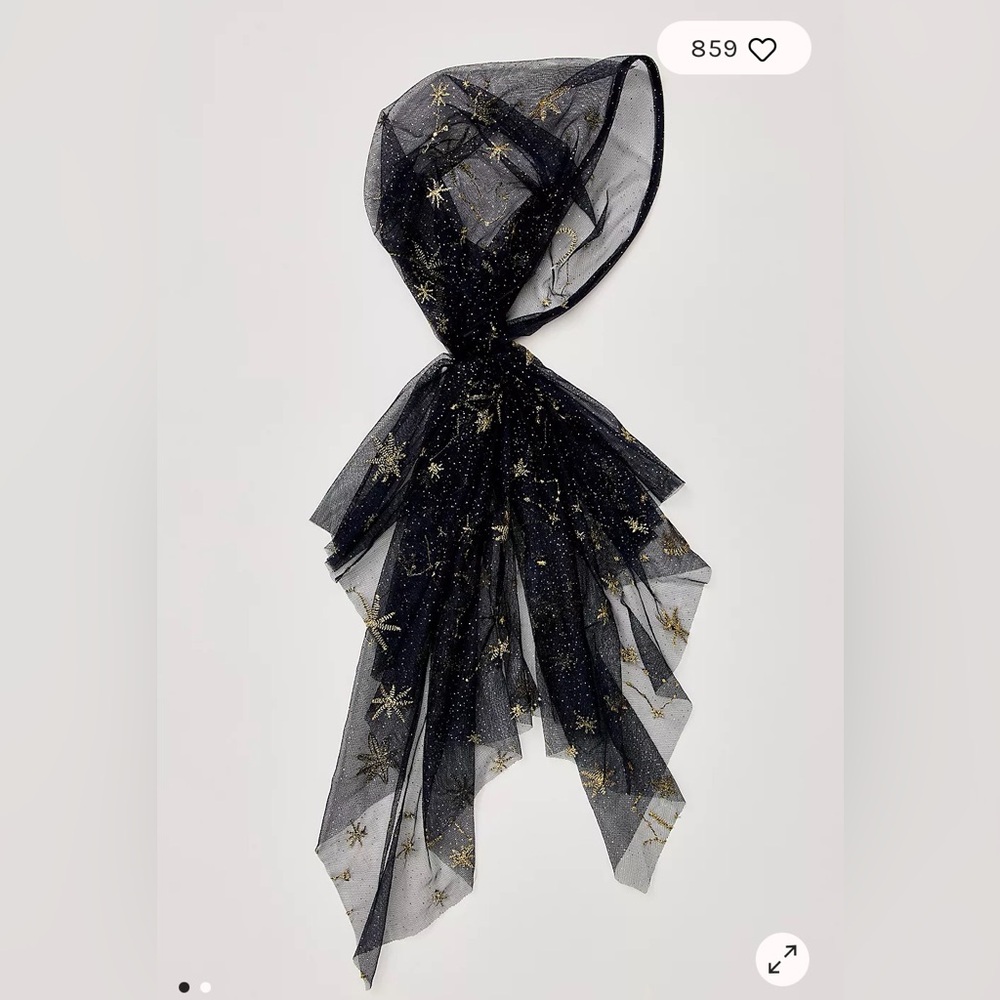 NWOT Free People Amelia Mesh Hair Scarf in Celestial Navy - Picture 1 of 2